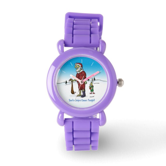 Santa Corpse Funny Zombie Cartoon Armbanduhr (Vorderseite)