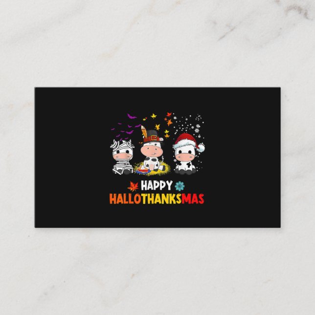 Santa Cow Happy Hallothanksmas Halloween Thanksgiv Visitenkarte (Vorderseite)