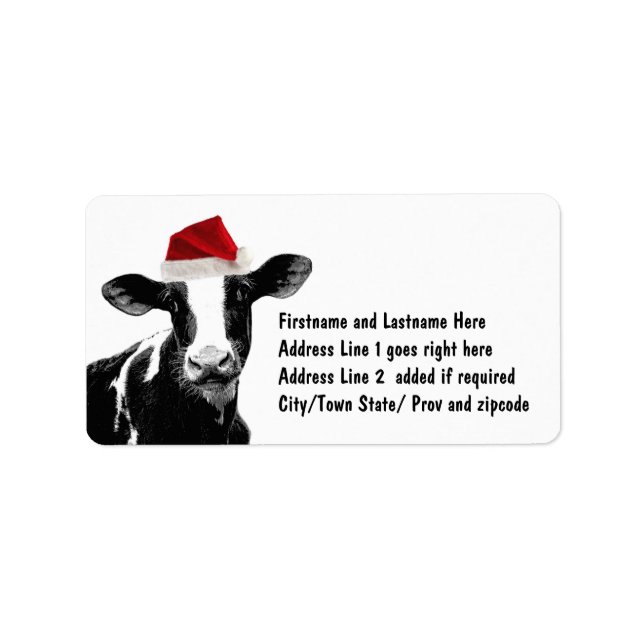 Santa Cow - Milchkühe mit Weihnachtsmannmütze Adressaufkleber (Vorne)