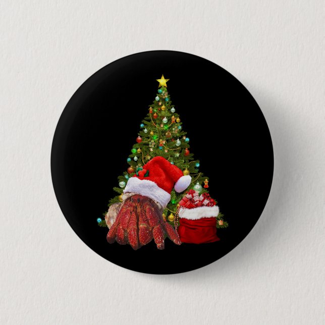 Santa Crab Funny Christmas Hermit Crab Lover Button (Vorderseite)