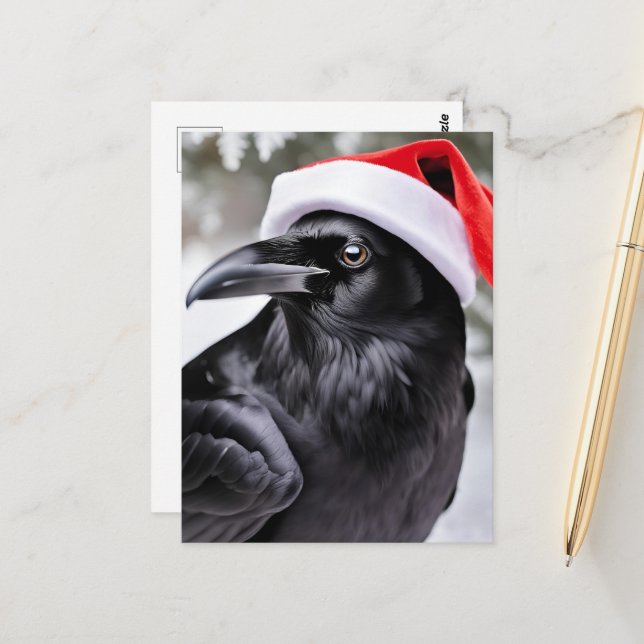 Santa Crow Postkarte (Vorderseite/Rückseite Beispiel)
