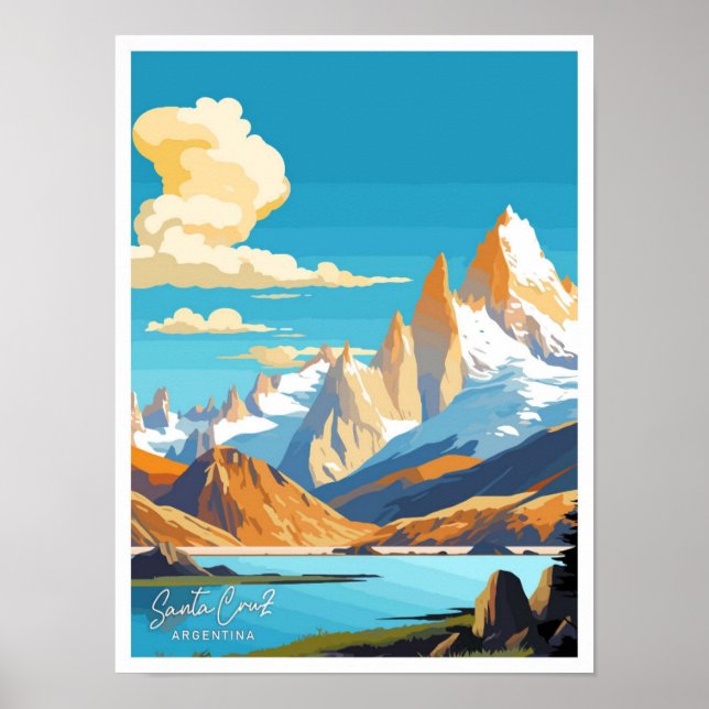 Santa Cruz Argentinien Reisen Vintage Darstellung Poster (Vorne)