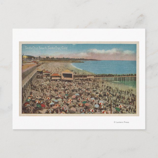 Santa Cruz, CA - Beach Szene voller Menschen Postkarte (Vorderseite)
