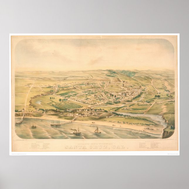 Santa Cruz, CA. Panoramakarte (1586A) - nicht reno Poster (Vorne)