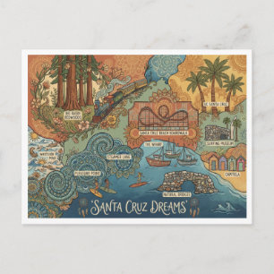 Santa Cruz California Dreams Karte – Lebendige Küs