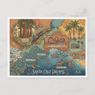 Santa Cruz California Dreams Karte – Lebendige Küs