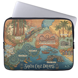 Santa Cruz California Dreams Karte – Lebendige Küs Laptopschutzhülle