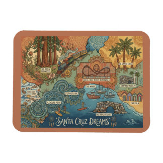 Santa Cruz California Dreams Karte – Lebendige Küs Magnet