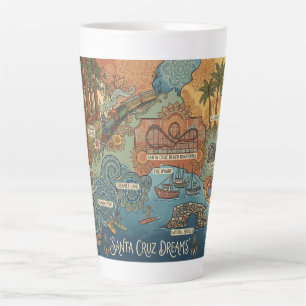 Santa Cruz California Dreams Karte – Lebendige Küs Milchtasse