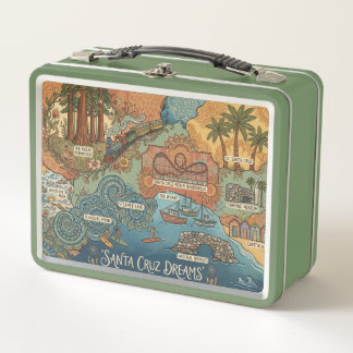 Santa Cruz California Dreams Map – Vibrant Coast Metall Brotdose