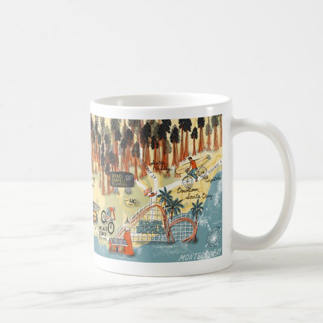 Santa Cruz California Illustrierte Karte Kaffeetasse (Rechts)