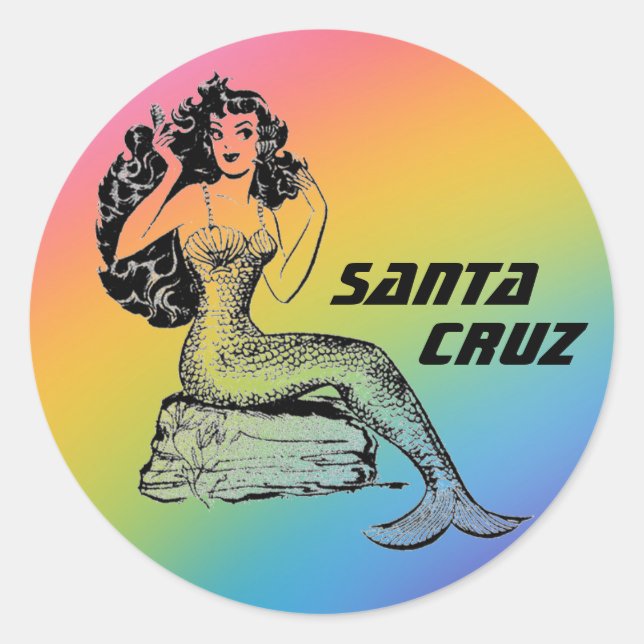 Santa Cruz California Mermaid   Runder Aufkleber (Vorderseite)