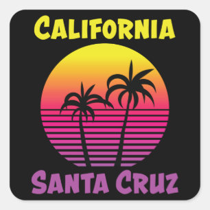 Santa Cruz California Retro Vintages Sonnenunterga Quadratischer Aufkleber