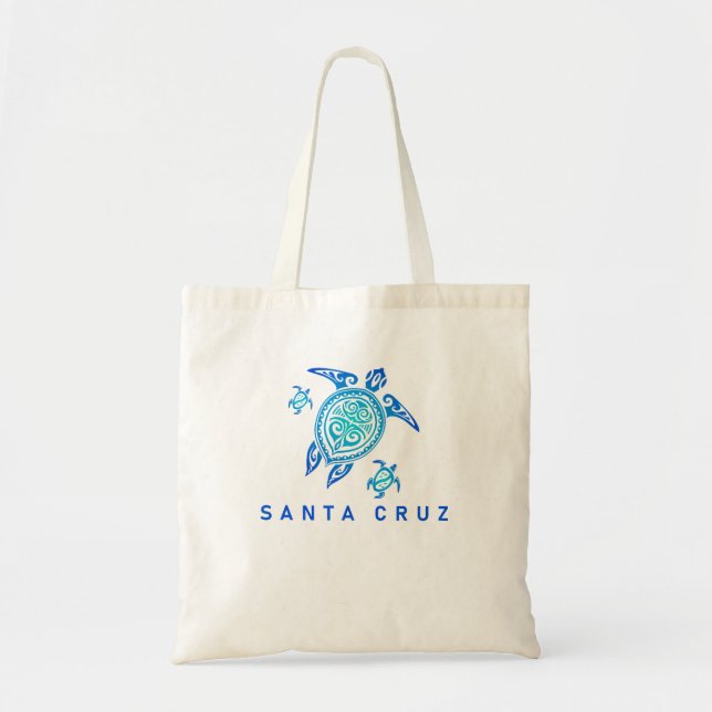 Santa Cruz California Sea Blue Tribal Turtle Tragetasche (Vorne)