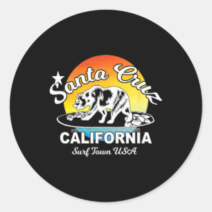 Santa Cruz California Surfbär Souvenir  Runder Aufkleber