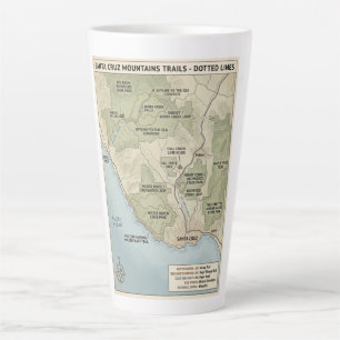 Santa Cruz California Trail Karte Redwood & Küste  Milchtasse