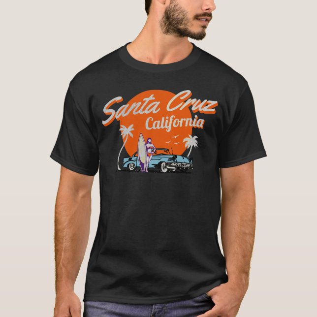 Santa Cruz California Vintag Art T-Shirt (Vorderseite)