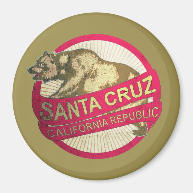 Santa Cruz California Vintager Bärenmagnet Magnet (Vorne)