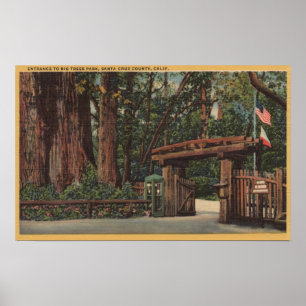 Santa Cruz County, CA-Eingang zum großen Baum-Park Poster
