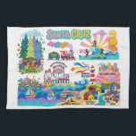Santa Cruz Illustrated Map Boardwalk Beach Surfing Geschirrtuch<br><div class="desc">This cheerful illustrated Santa Cruz map highlights the city’s most beloved landmarks in a bright, inviting style perfect for tourists, locals, and art lovers. Featuring Big Basin, Roaring Camp, Steamer Lane, the Wharf, the Boardwalk, UCSC, Natural Bridges, Capitola, and more, it captures the fun and friendly spirit of Santa Cruz....</div>