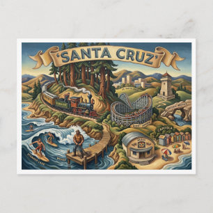 Santa Cruz Kalifornien Illustrierte Karte UCSC Pie