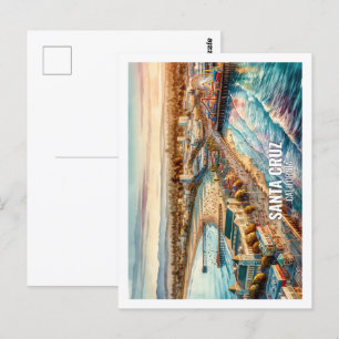 Santa Cruz Kalifornien USA Berühmter Ort Aquarell Postkarte