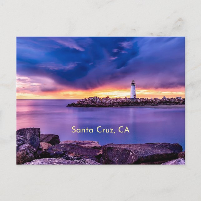 Santa Cruz, Leuchtturm von CA Postkarte (Vorderseite)