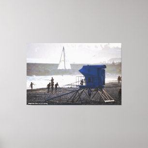 Santa Cruz Lifeguard House & Sailboat II Leinwand