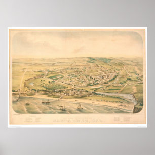 Santa Cruz, panoramische Karte CA (1586A) - nicht Poster