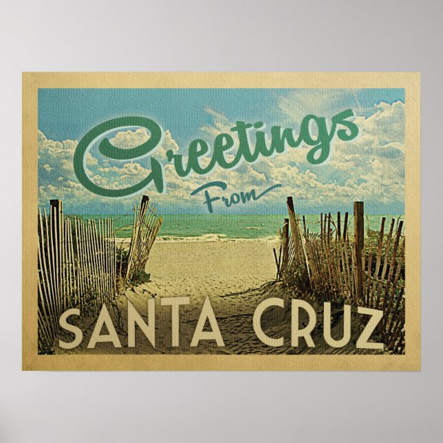 Santa Cruz Poster Beach Vintage Travel (Vorne)
