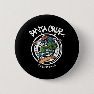 Santa Cruz Skater Entspannter Kalifornischer Skele Button