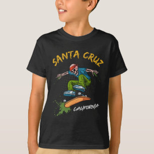 Santa-Cruz Skeleton Skateboard Beach Funny Hallowe T-Shirt
