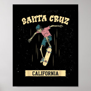 Santa Cruz Skeleton Surfen und Skateboardfahren Poster