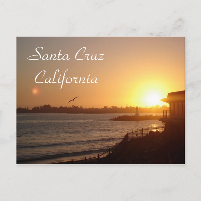 Santa Cruz Sonnenuntergang am Leuchtturm Postkarte (Vorderseite)