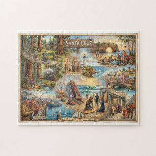 Santa Cruz Vibe Map – Kultur Küsten Art Print