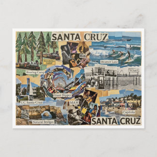 Santa Cruz Vintage Collage – Kunst der Küsten Erin Postkarte