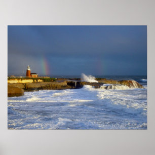 Santa- Cruzleuchtturm-Regenbogen II - Druck Poster