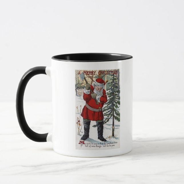 Santa Cutting Weihnachtsbaum Tasse (Links)