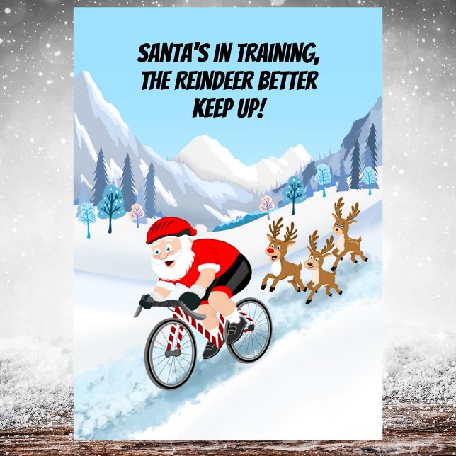 Santa Cycling with Reindeer Karte (Von Creator hochgeladen)