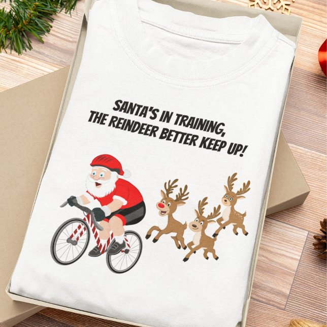 Santa Cycling with Reindeer T-Shirt (Von Creator hochgeladen)