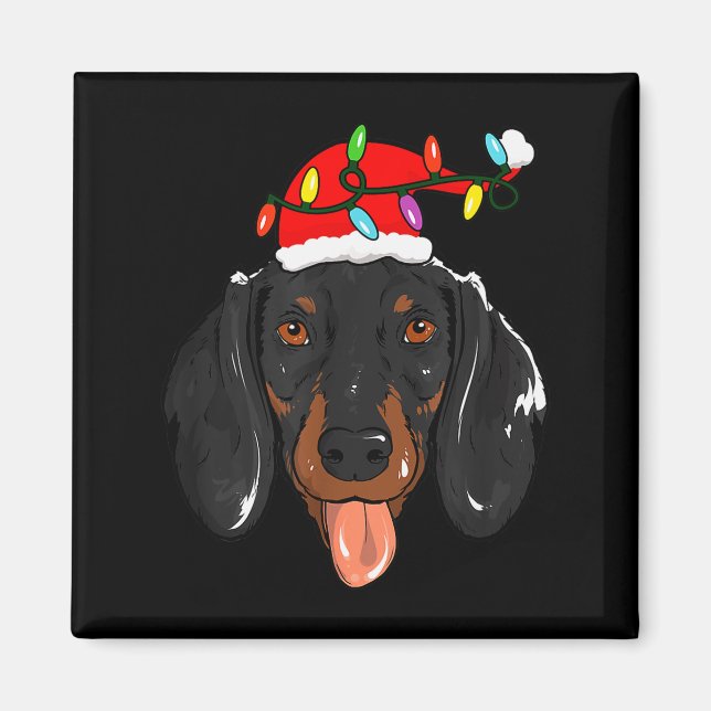 Santa Dachshund Light Christmas  Magnet (Vorne)