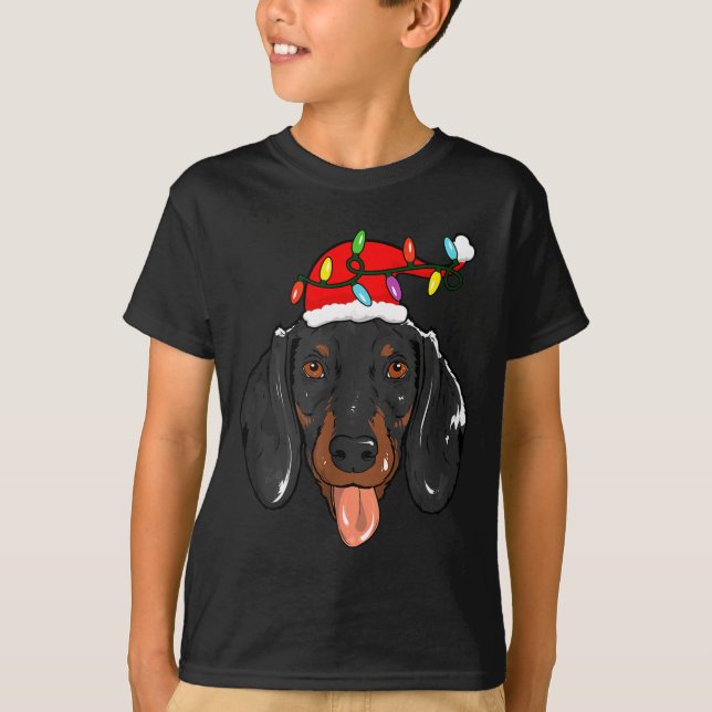 Santa Dachshund Light Christmas  T-Shirt (Vorderseite)