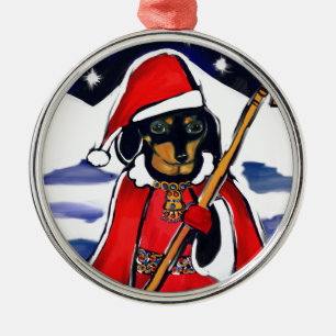 SANTA-DACHSUND SILBERNES ORNAMENT