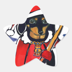 SANTA-DACHSUND  Stern-Aufkleber