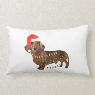 Santa Dackel Hund in Weihnachtslicht getanzt T G Lendenkissen