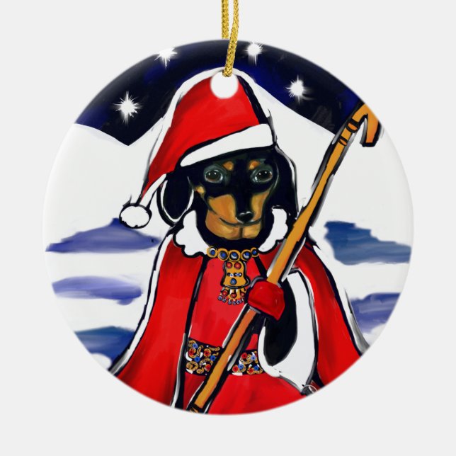 SANTA-DACKEL KERAMIK ORNAMENT (Vorne)