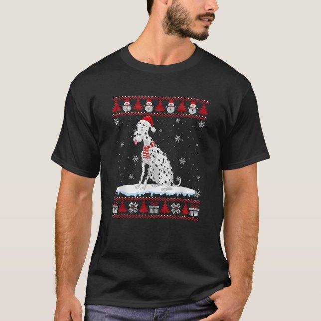 Santa Dalmatiner Dog Ugly Weihnachtskraut Männer W T-Shirt (Vorderseite)