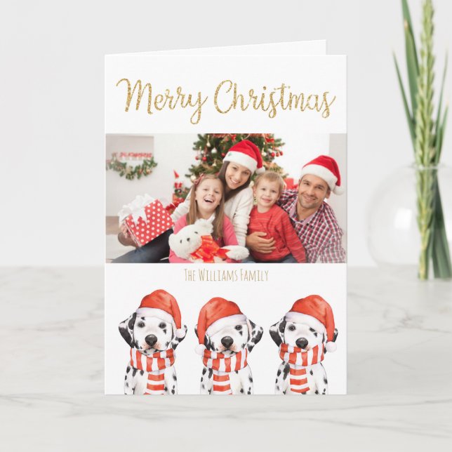Santa Dalmatiner Hund Frohe Weihnachten mit Foto (Vorderseite)