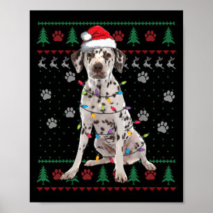 Santa-Dalmatiner-Hunde-Weihnachtslichter-hässliche Poster