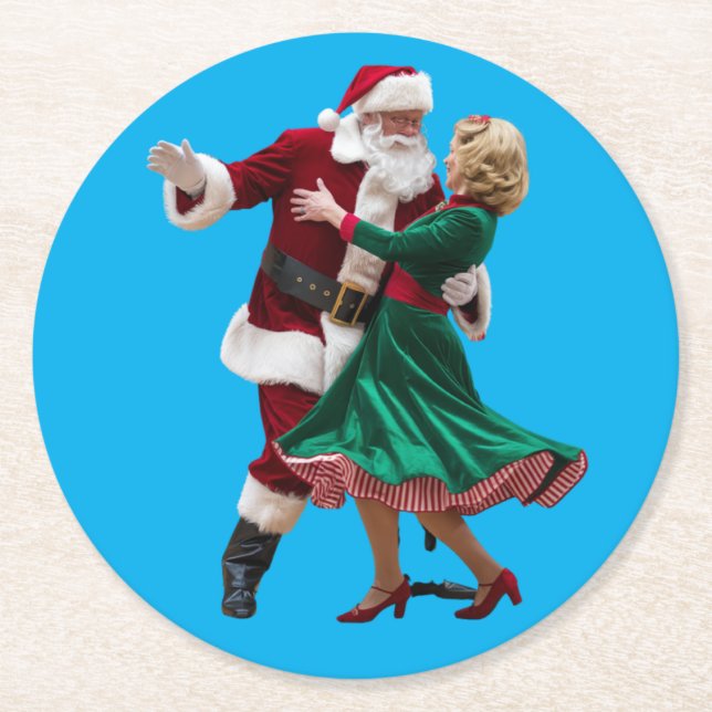 Santa Dancing Paper Coaster Runder Pappuntersetzer (Vorderseite)